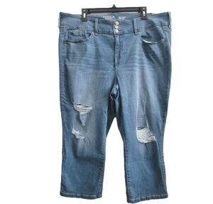 Torrid Womens Size 22 Crop Jegging soft Hi-Rise Jean Distressed Blue